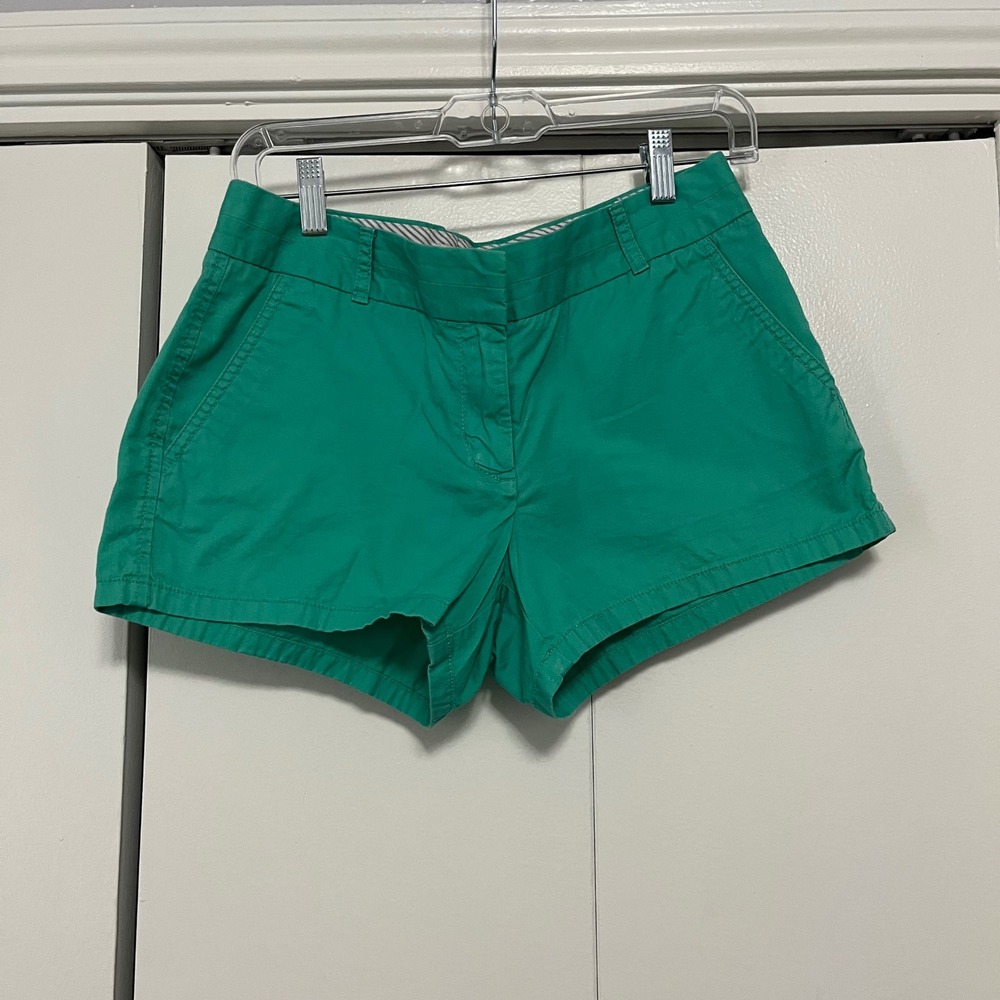 J.Crew Broken-In Chino Shorts Womens 4 Kelly Green 100% Cotton Preppy Summer
